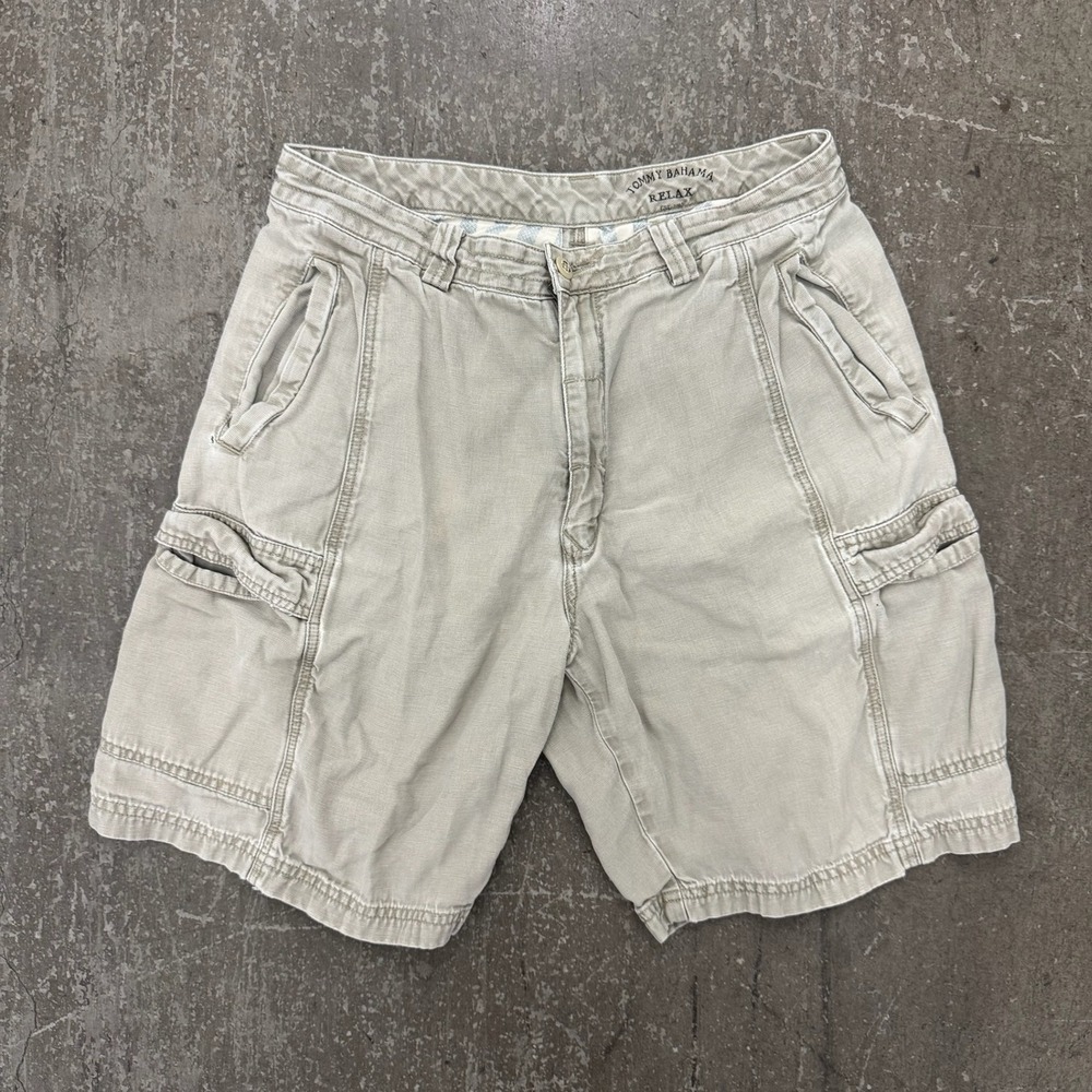 Tommy Bahama Relax Cargo Shorts Mens 31 Khaki Tan Excellent Utility Pocket